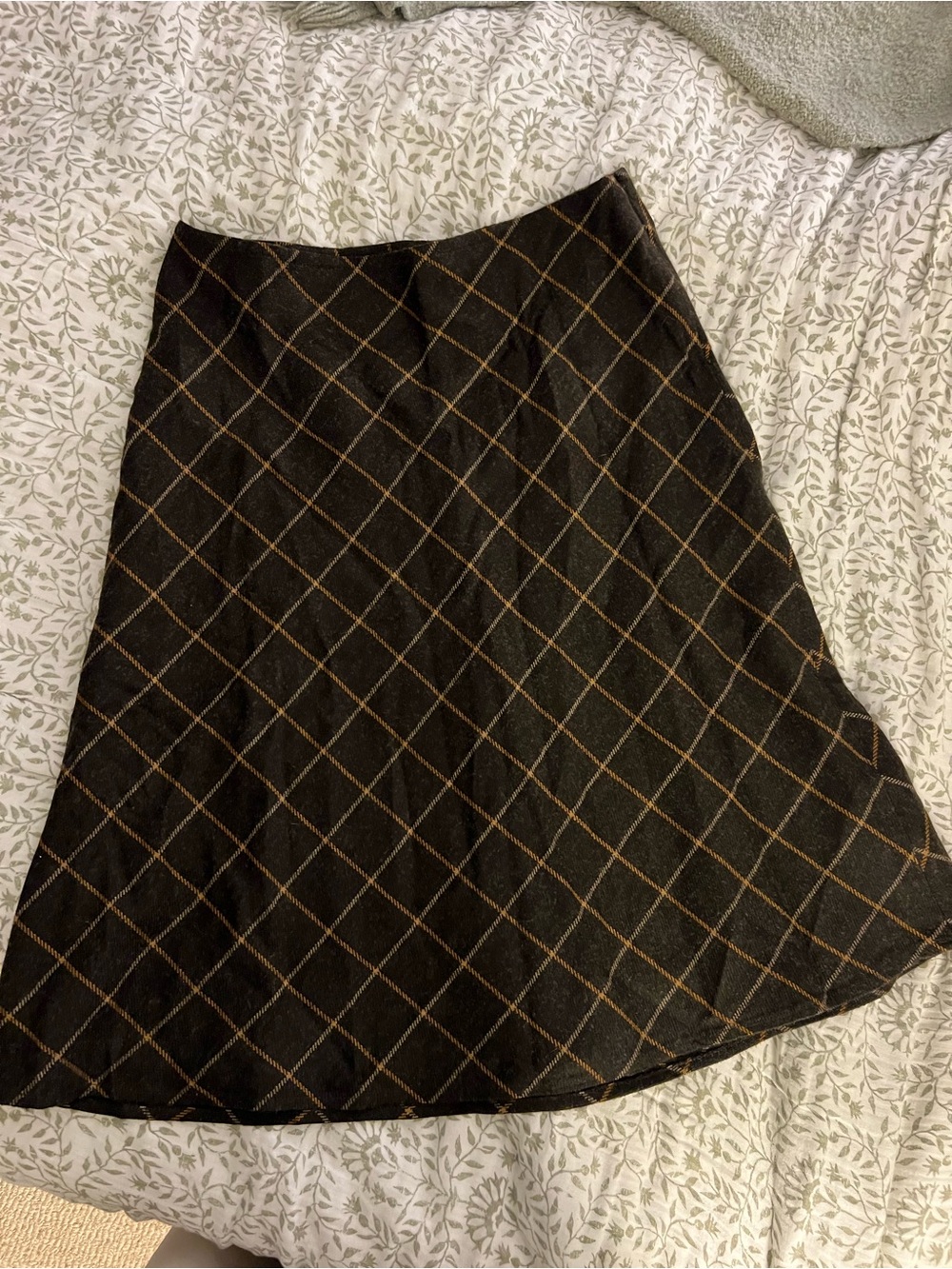 Lands' End Brown Skirt with Brown Windowpane Plaid